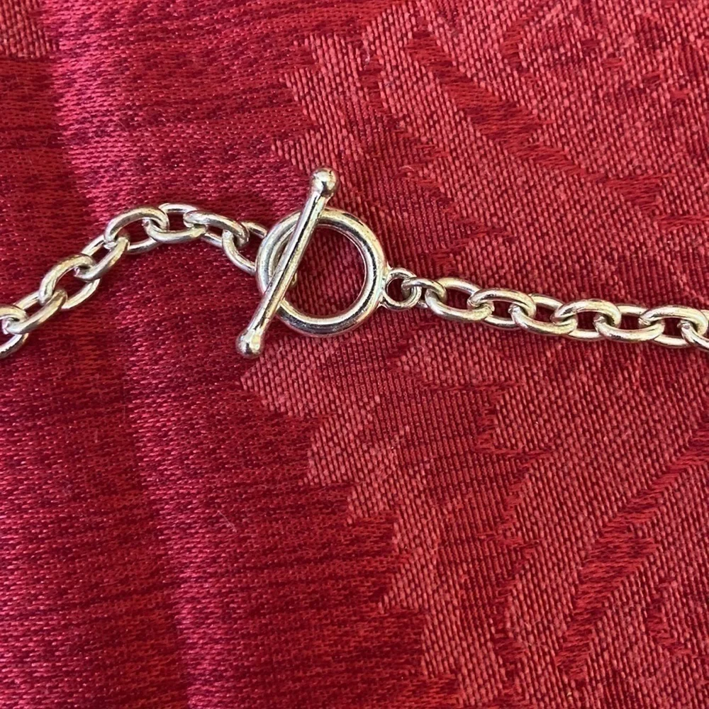 𝅺Letter A Heart Chunky Silver Chain Necklace